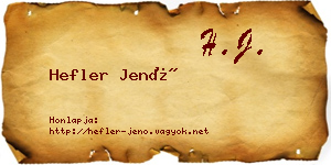Hefler Jenő névjegykártya